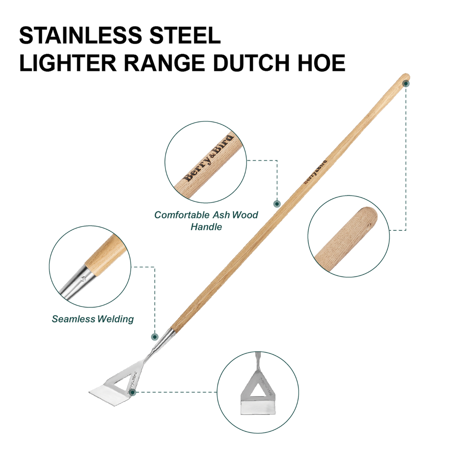 Garden Tool Lady Dutch Push Hoe with Long Wooden Handle Weeder