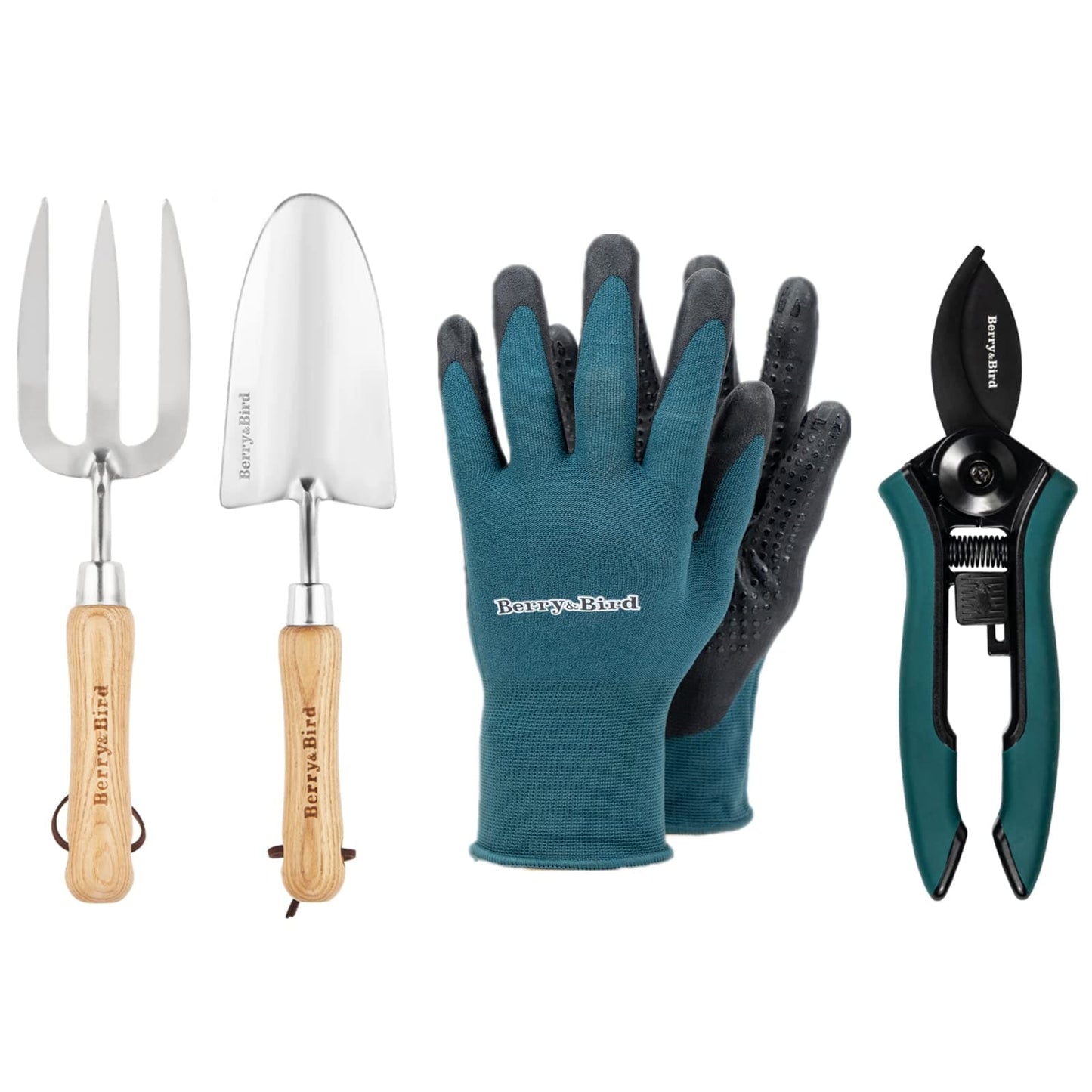 Garden Tool Set 4 PCS Stainless Steel Gardening Tool Kit (Hand Trowel, Hand Fork, Pruning Shears, Gardening Gloves)