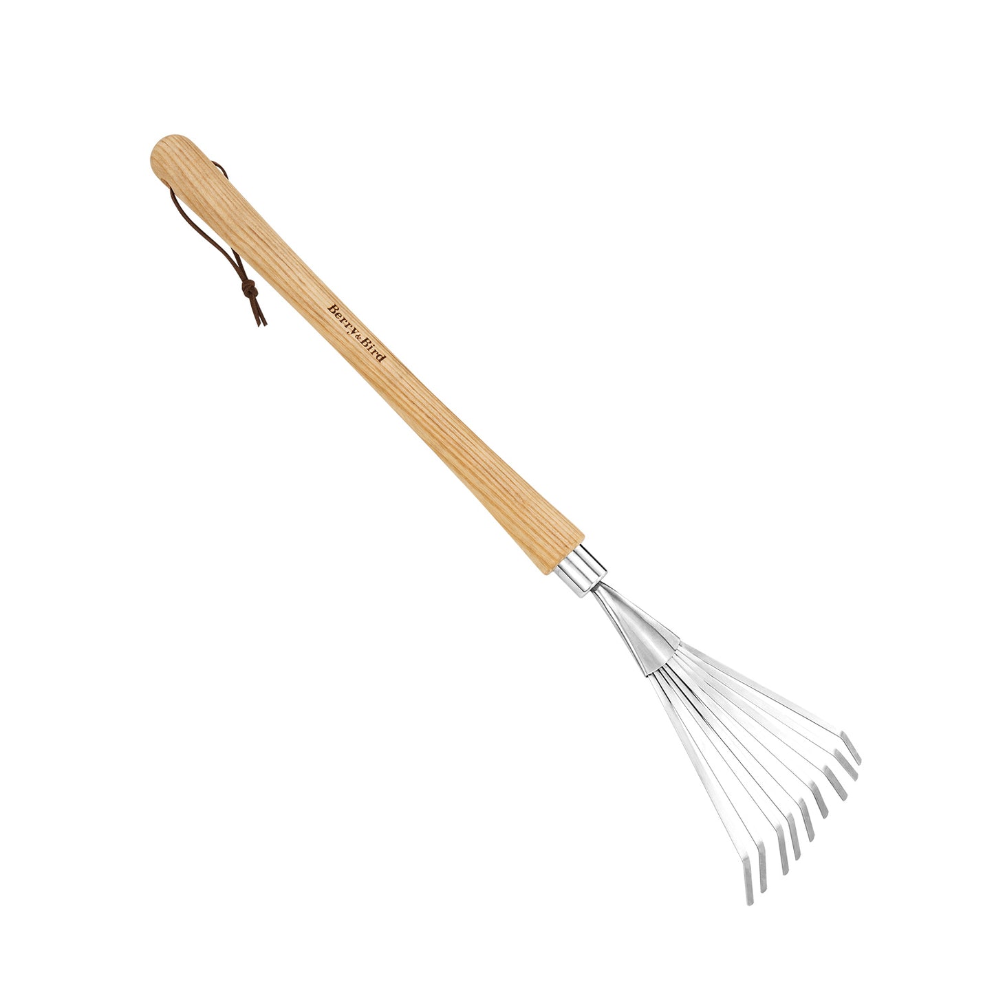 Garden Tools Border Hand Shrub Rake Stainless Steel Grass Rake 9 Tines Fan Lawn Leaf with Wooden Handle