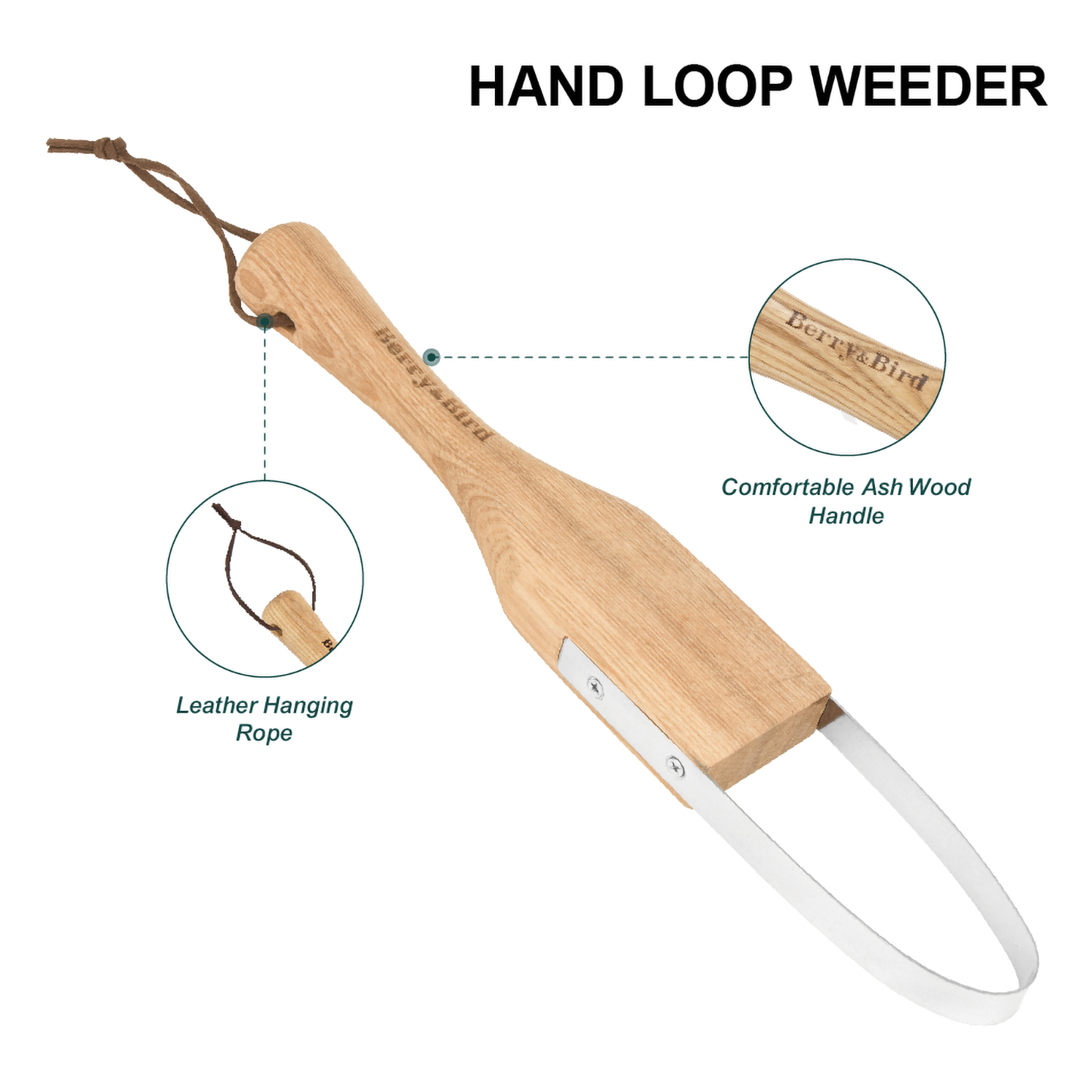 Garden Tools Garden Weeding Scraper Tool with Wood Handle Loop Weeder