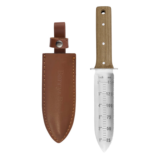 Garden Tools Garden Knife Stainless Steel Serrated Blade with Leather Sheath and Sharpening Stone