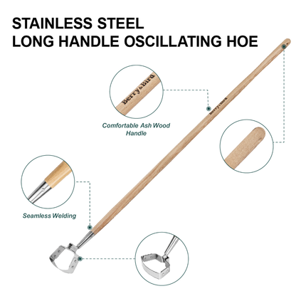 Garden Tool Hula Hoe with Wooden Long Handle Hand Garden Weeder Hoe
