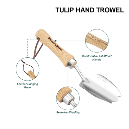 Garden Tool Lighter Hand Trowel with Wooden Handle Stainless Steel Small Flower Shovel