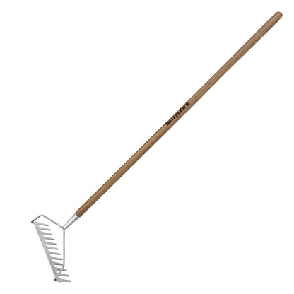 Garden Tools Lady 12 Tines Bow Rake with Wooden Long Handle Soil Rake Stainless Steel Hard Rake