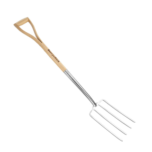 Garden Tools 4-Tine Digging Fork 43.9 Inch with D-Grip Handle Stainless Steel Heavy Duty Spading Fork