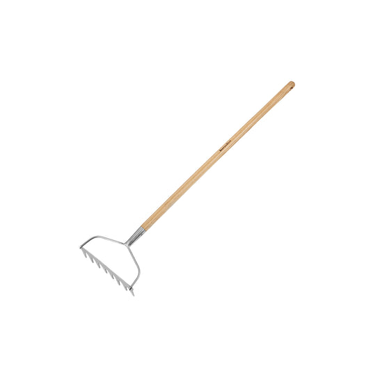 Garden Tools 8-Tine Kid Range Soil Rake 33 Inch with Wooden Handle Soil Rake Stainless Steel Hard Rake