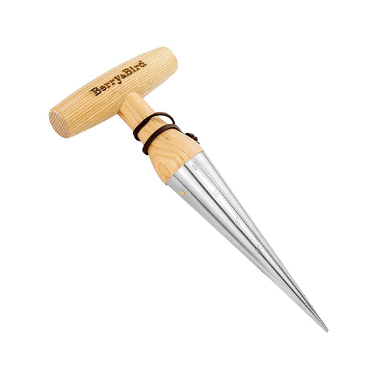 Garden Tools Hand Dibber with Wood Handle Stainless Steel Hole Punch Dibbler Tool