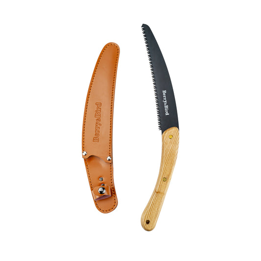 Garden Tools Hand Wooden Handle Pruning Saw with SK-5 Carbon Steel Blade and Leather Safety Sheath