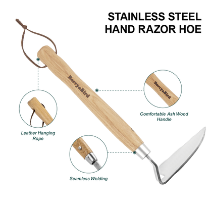 Garden Tools Japanese Sickle Hoe Weeder Scraper Hoe with Ash Wood Handle
