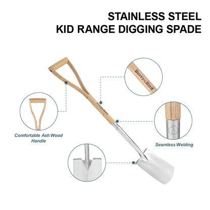 Garden Tools Kid Digging Spade 27.8 Inch with D-Handle Stainless Steel Garden Spade