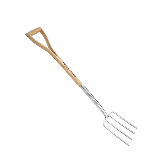 Garden Tools Lady 4-Tine Digging Fork with D-Handle Stainless Steel Spading Fork