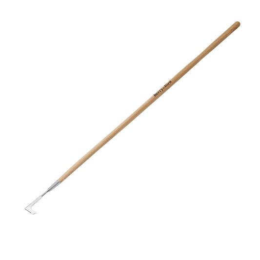 Garden Tools Long Handle Crack Weeder with Wood Handle L-Shaped Stainless Steel Garden Crevice Weeding Sickle Tool