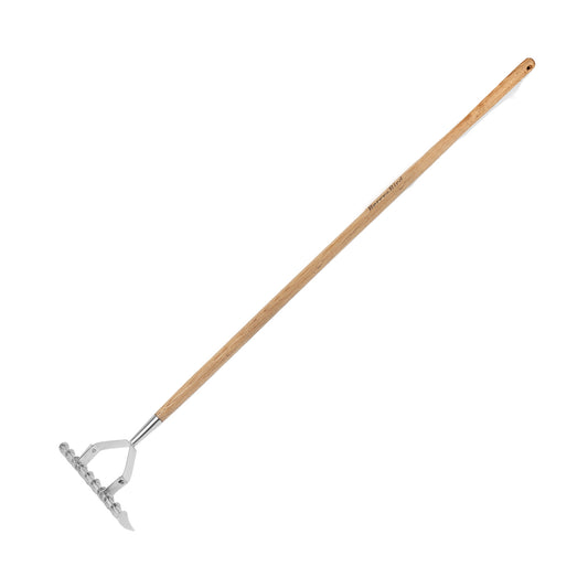 Garden Tools Long Handle Thatch Rake Stainless Steel Aerator Cutter Rake 10 Tines Garden Scarifying Rake with Wooden Handle