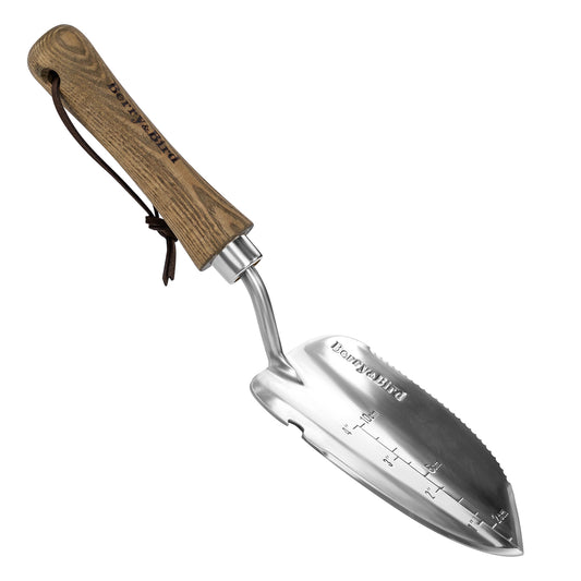 Garden Tools Potting Serrated Planting Trowel with Wood Handle Stainless Steel Digging Trowel Transplanter