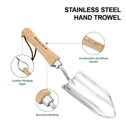 Garden Tools Potting Soils Scoop with Wood Handle Stainless Steel Trowel