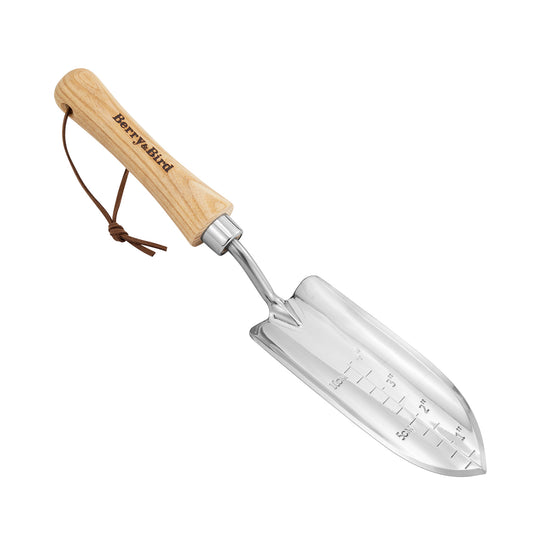 Garden Tools Transplant Trowel with Wooden Handle and Stainless Steel Potting Hand Trowel with Measurements