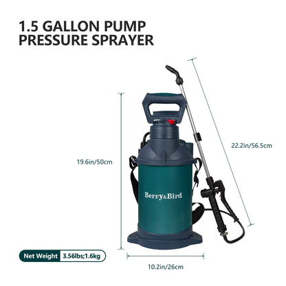Garden Tools Sprayer Bottle 1.5 Gallon Pump Sprayer 5L with Adjustable Shoulder Strap & Nozzle